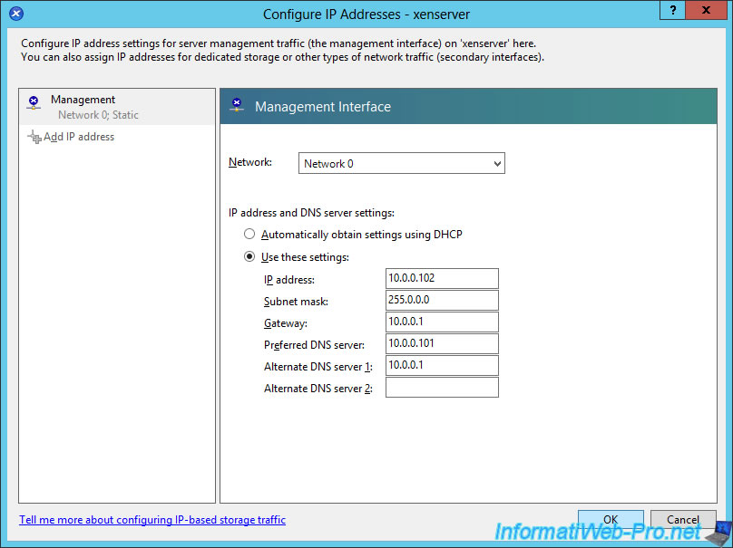 change xenserver ip address