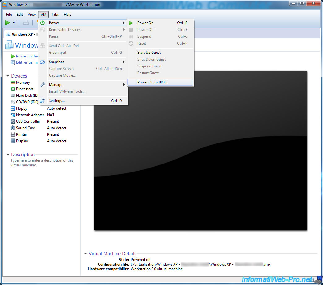 vmware work area force boot to bios