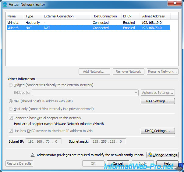 Network Access Modes Presentation And Create Custom Virtual Networks With Vmware Workstation 16 Or 15 Vmware Tutorials Informatiweb Pro