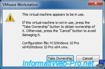 Vmware workstation this virtual machine appears to be in use Solve Known Problems Of Vmware Workstation 16 Or 15 Take Ownership Virtual Machine Busy Vmware Tutorials Informatiweb Pro